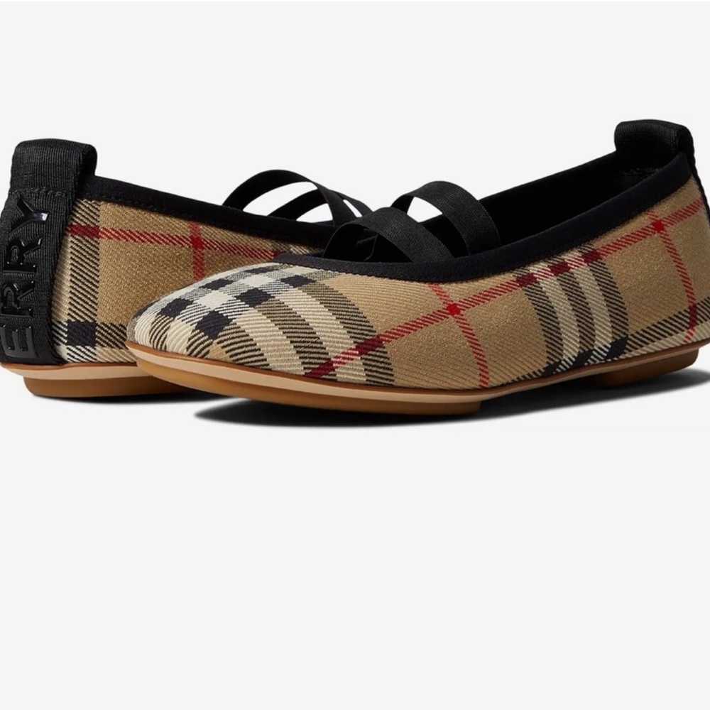 NEW Burberry Kids Mini Grace Checkered Ballet Flats EU 35 5 US Women 2.5 Kid